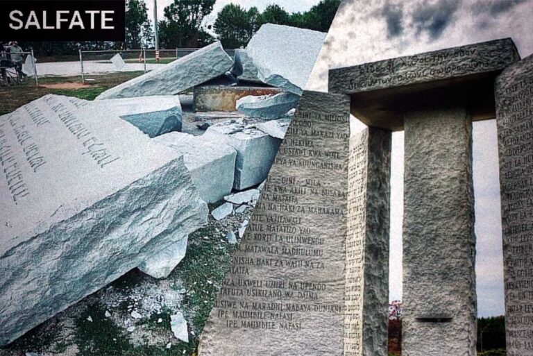 ¡Muchos celebraron la destrucción del monumento “Las Piedras Guías de Georgia” y su agenda sobre un futuro genocidio de más del 90% de la población!