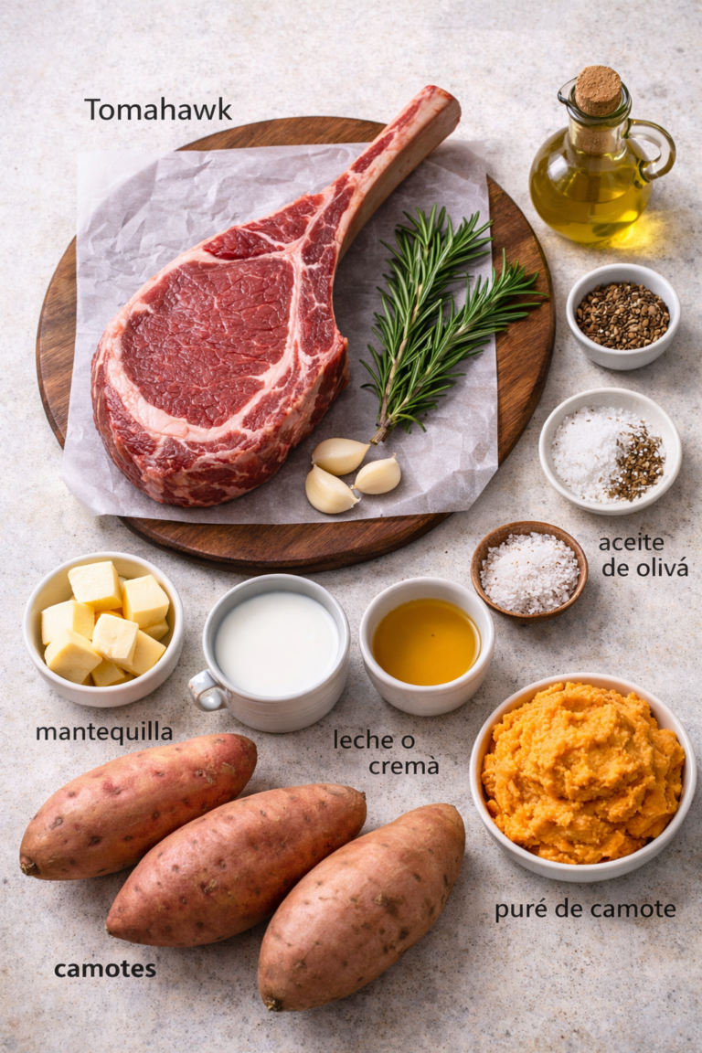 [Cocina]Tomahawk con romero y puré de camote: receta gourmet